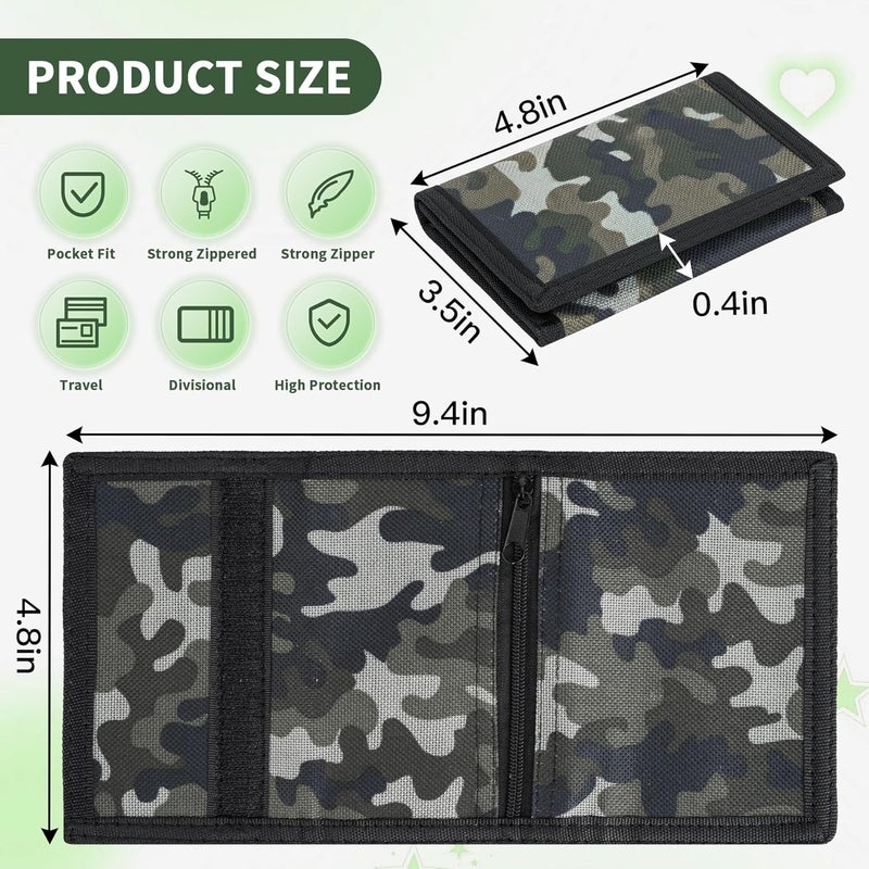 Fonwill Kids Wallets for Boys Girls Teen, Cheap Little Boys Wallet for Kids Ages 4-5-6-7-8-9-10-12, RFID Trifold Canvas Outdoor Sports Wallets with Zipper Coin Pocket, Novelty Christmas & Birthday Gifts - Image 3